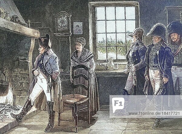 Napoleon in front of his final decision in the military campaign 1814  Historical  digitally restored reproduction of an original from the 19th century  exact date unknown