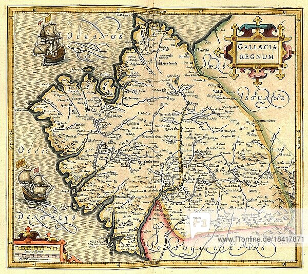 Atlas  Landkarte aus dem Jahre 1623  Gallien  Bretagne  Frankreich  digital restaurierte Reproduktion von einem Kupferstich von Gerhard Mercator  geboren als Gheert Cremer  5. März 1512  2. Dezember 1594  Geograph und Kartograf  Europa