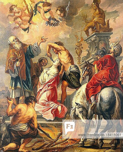 The Martyrdom of Saint Apollonia  Apollonia of Alexandria  Painting by Jacob Jordaens  Historic  Digitally restored reproduction from a historical work of art