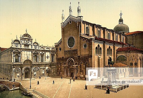 Church of St. John and St. Paul  1890  Venice  Italy  Historic  digitally restored reproduction from an 18th or 19th century original  Europe