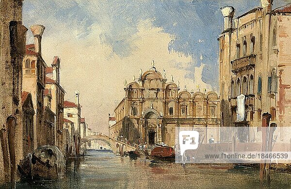 The Scuola di San Marco  1830  Venice  Italy  after a painting by Jules-Romain Joyant  Historical  digitally restored reproduction from an 18th or 19th century original  Europe