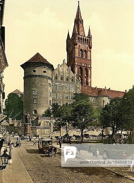 Burg und Altstadt von Königsberg in Ostpreußem  früher Deutschland  heute Kaliningrad in Russland  Historisch  Photochromdruck aus den 1890er-Jahren