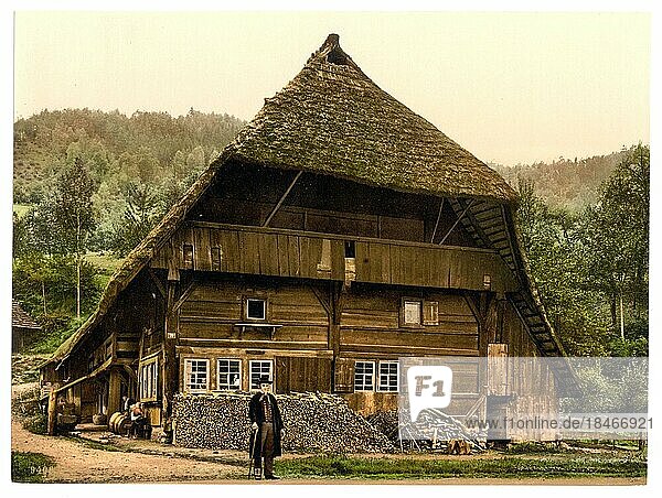 Bauernhaus im Schwarzwald  Baden-Württemberg  Deutschland  Historisch  digital restaurierte Reproduktion einer Photochromdruck aus den 1890er-Jahren  Europa