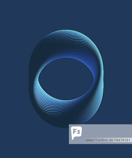 Abstract blue shape against colored background