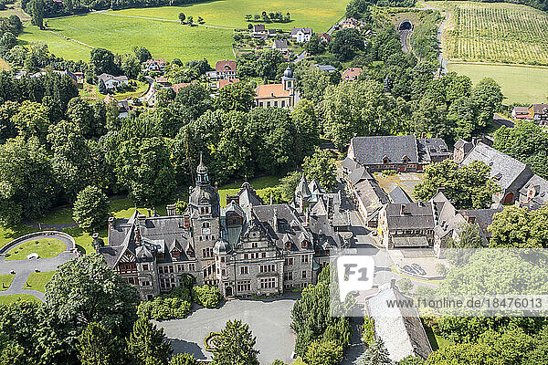 Germany  Hesse  Ramholz  Aerial view of Schloss Ramholz in summer