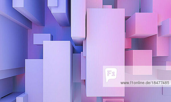 3D illustration of gradient cubes in pastel shades