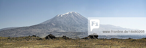 Mt Ararat peak in front of clear sky on sunny day