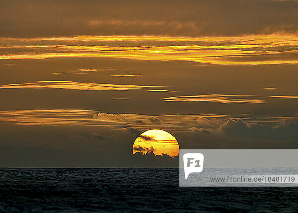 Scenic view of orange sky at sunset  Pembrokeshire  Wales