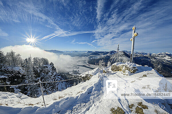 Austria  Tyrol  Summit cross on Kranzhorn mountain