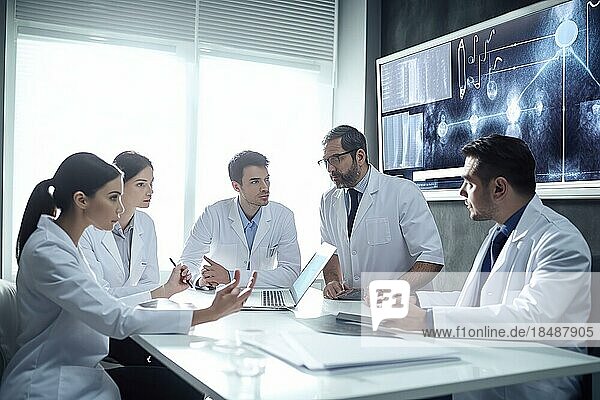 Doctors in a hospital discussing AI-assisted medical diagnoses  AI generated
