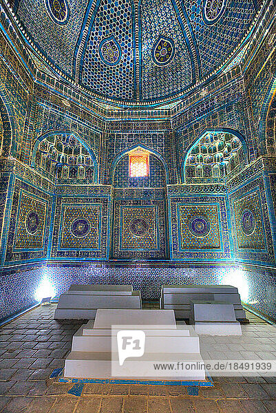 Innere Gräber  Shad-I-Mulk Oko Mausoleum  1371-1383  Shah-I-Zinda  UNESCO-Weltkulturerbe  Samarkand  Usbekistan  Zentralasien  Asien