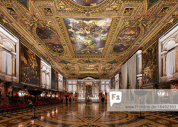 Interior of the Scuola Grande di San Rocco  Venice  Veneto  Italy  Europe