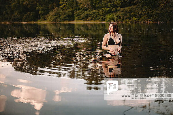 Sensual woman in lake