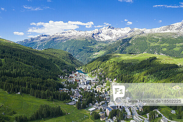 Aerial view of Madesimo in summer  Valle Spluga  Lombardy  Italy