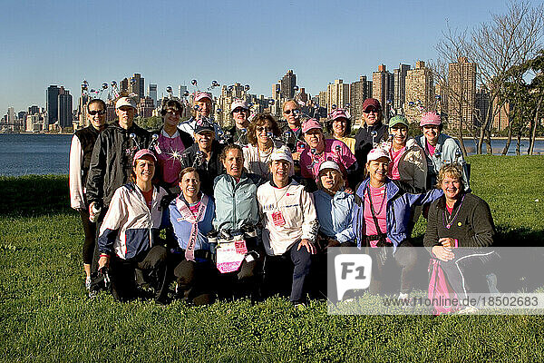 Family and friends make up the walker team 'Peggy's Spirit' at the Avon Walk for Breast Cancer in New York City.