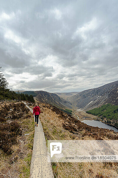 Woman in the Spink Viewing Spot in Wicklow mountains