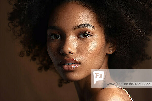 AI Generative. African american girl with clean healthy skin