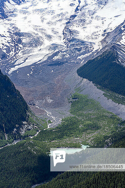 Glacial lake at the base of Mt Rainier National Park