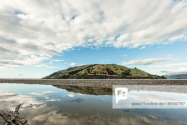 Landscape photo with reflection of Pepin Island in Cable Bay  NZ