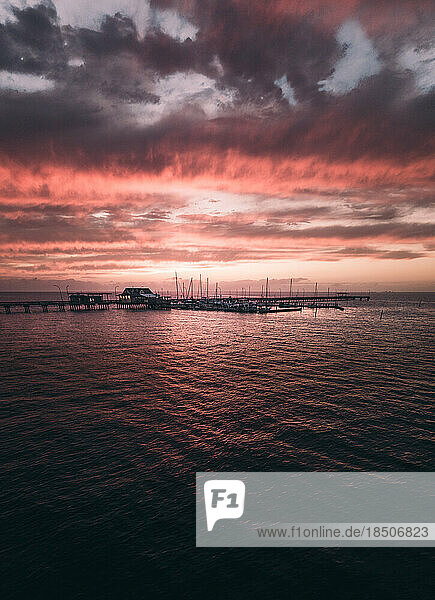 sunset over pier
