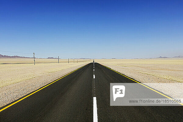 Straight road at Namib desert  Namibia  Africa