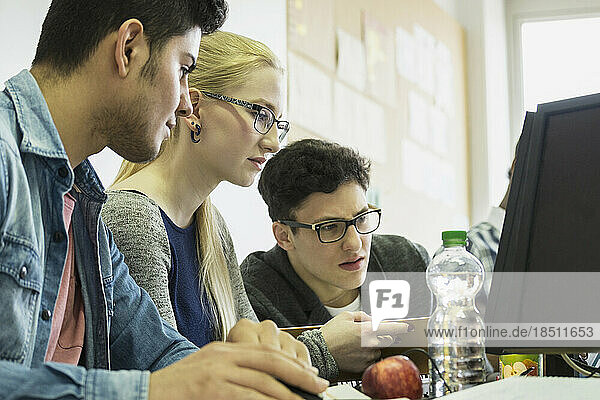 University students studying in computer laboratory School  Bavaria  Germany