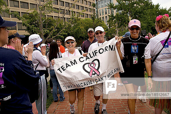 A couple completes a breast cancer walk in Washington  DC.
