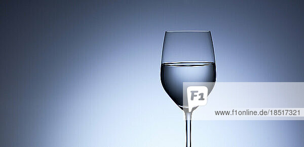 Studio shot of wineglass with clear water