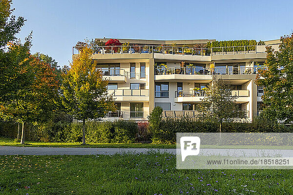 Germany  Bavaria  Munich  Balconies of modern apartment building