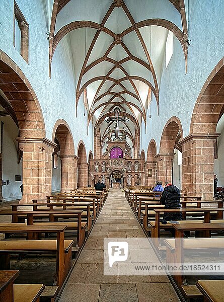 Romanische Basilika Heilig Kreuz mit dem Lettner  Benediktinerkloster Wechselburg  Sachsen  Deutschland  Europa