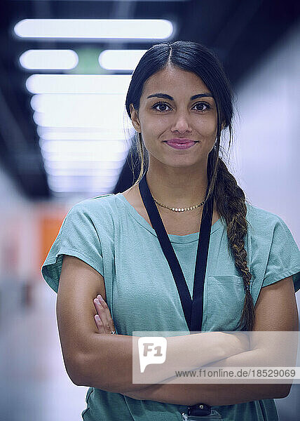 Portrait of smiling female technician