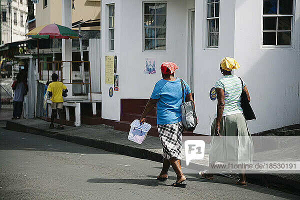 Scene from a small fishing village of Gouyave in Grenada; Gouyave  Grenada  West Indies