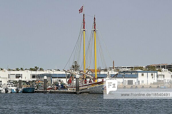 Segelschiff Bom Dia Lagos  Ausflugsschiff im Hafen von Lagos  Faro-Distrikt  Algarve  Portugal  Europa