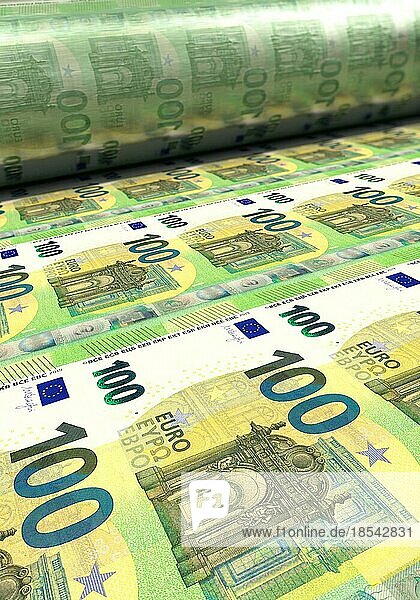 100-Euro-Scheine werden gedruckt  Hochformat