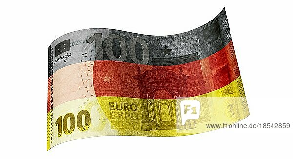 100-Euro-Schein in Schwarz-Rot-Gold (deutsche Flagge)
