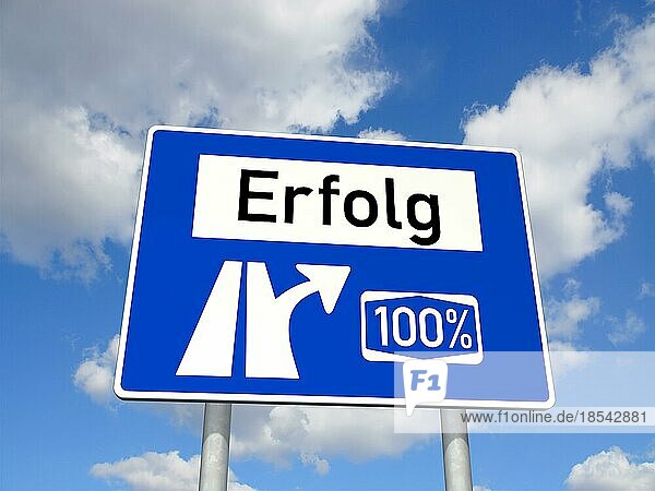 Deutsches Autobahnschild 100% Erfolg (100% Erfolg)