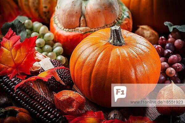 Traditionelle Kürbisse für Thanksgiving und Halloween