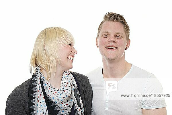 young couple having fun and laughing with each other