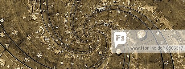 Abstrakter alter konzeptioneller Hintergrund über Mystik  Astrologie  Fantasie schwarz