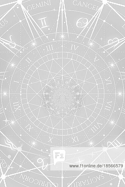 Tierkreiszeichen Horoskop Hintergrund. Konzept für Fantasie und Geheimnis weiß