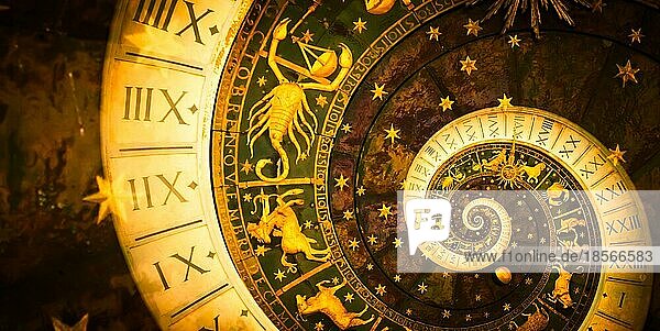 Tierkreiszeichen Horoskop Hintergrund. Konzept für Fantasie und Geheimnis schwarz