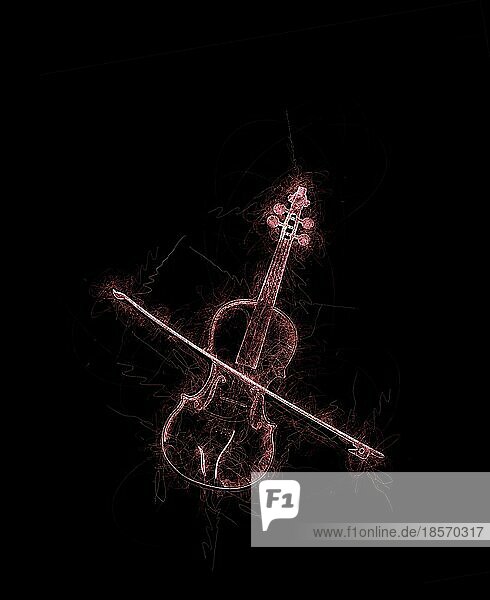 Violine Grunge Skizze über schwarzem Hintergrund