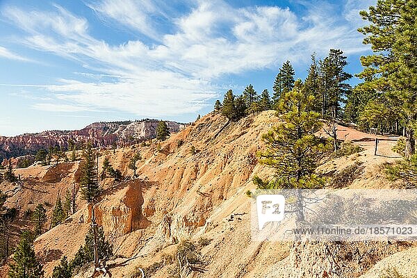 Orangene Farben in dieser ikonischen Ansicht des Bryce Canyon National Park  USA  Nordamerika