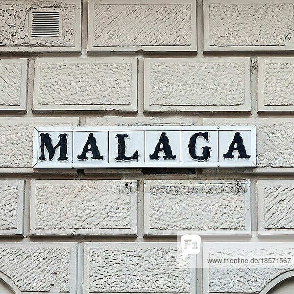 Straßenschild von Malaga  Region Andalusien in Spanien