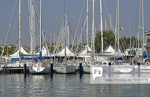 Italy  Emilia Romagna  Adriatic Sea  Cesenatico  at the harbour  sailboats  Europe