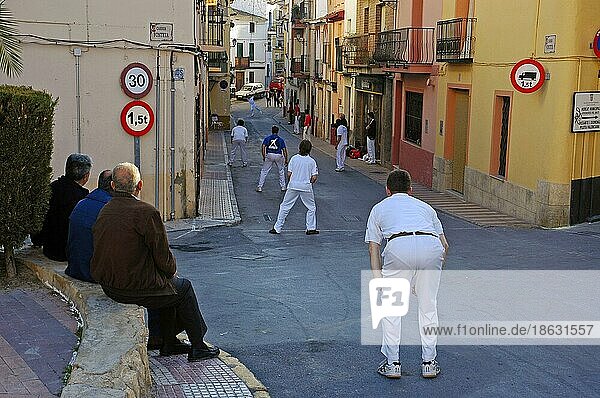 Men playing pelota  Finestrat  Costa Blanca  Spain  traditional ball game  Europe