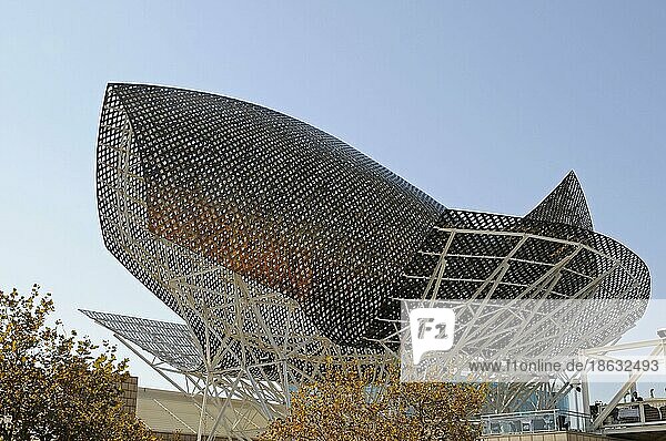 Bronzeskulptur 'peix d'or'  von Frank O. Gehry  Port Olimpic  Barcelona  Katalonien  Spanien  Europa