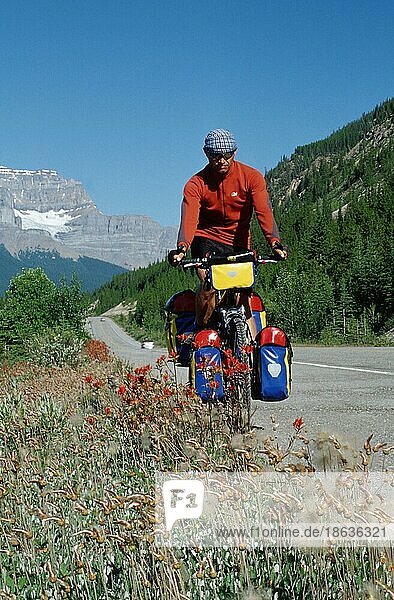 Cyclist  Banff National Park  Alberta  Canada  North America