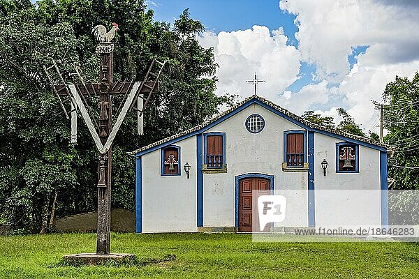 Small historic church amidst the vegetation in the city of Tiradentes in the state of Minas Gerais  Brazil  Brasil  South America