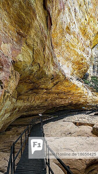 Overhanging cliffs at Pedra Furada Unesco site Serra da Capivara National Park Piaui Brazil South America